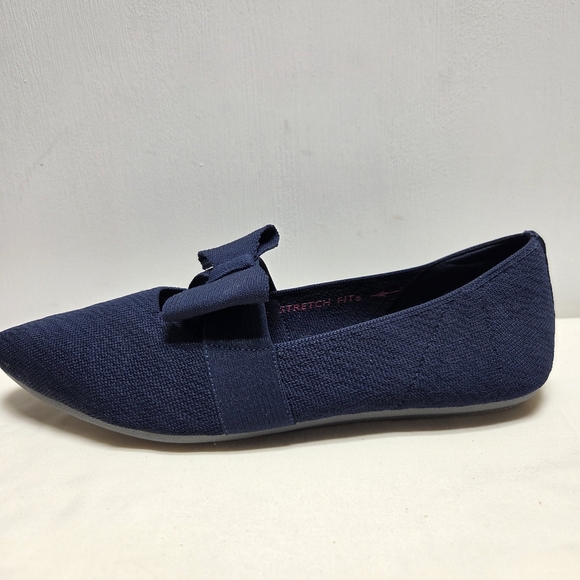 Skechers Navy Cleo Point Washable Knit Bow Flats Size-9 NWOT - Picture 2 of 12
